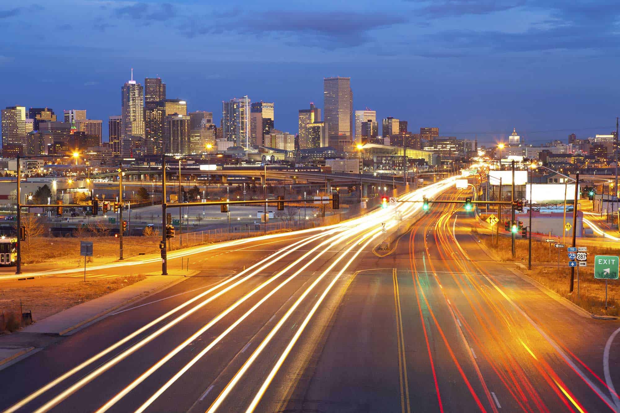 denver with busy highway