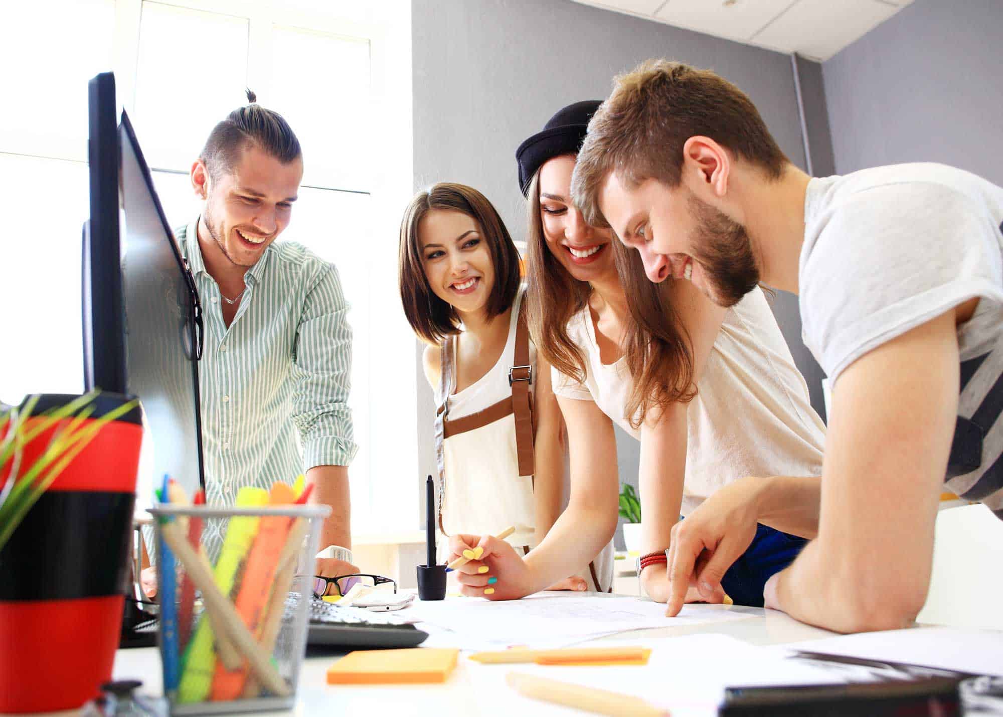 group of engineers in office